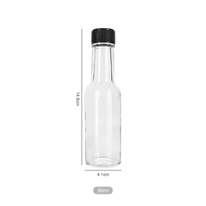 90ml 3oz Poisson/<span class=keywords><strong>tomate</strong></span>/pizza Sauce piquante Bouteille en verre avec bouchon à vis en plastique noir + réducteur rouge blanc - Product Image 1