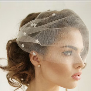 Velo de novia de red, velo de novia blanco, jaula de boda con perla - Product Image 1