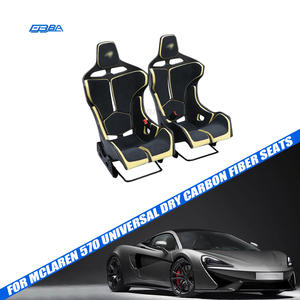 Asiento de coche de fibra de carbono seca con logotipo bordado en acero y cuero Alcantara Napa para McLaren 570 - Product Image 1