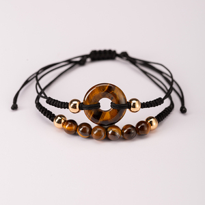 Tinh Thể Tự Nhiên Chakra Thạch Anh Hạt Chữa Bệnh Đá Quý Ngọc Bích Donut Vòng Đeo Tay Có Thể Điều Chỉnh Dây Dệt Charms Thời Trang Chuỗi Vòng Đeo Tay - Product Image 3