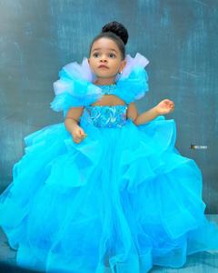 Bleu princesse robes de demoiselle d'honneur <span class=keywords><strong>robe</strong></span> de bal Tulle volants personnalisé <span class=keywords><strong>petite</strong></span> <span class=keywords><strong>robe</strong></span> de baptême d'anniversaire de reconstitution historique de Noël - Product Image 1
