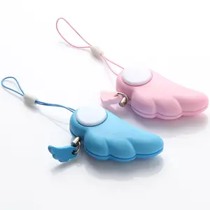 Led Cute Mini Angel Wings Alarme Pessoal PVC Segurança Custom Keychain Lanterna Fornecedores para Mulheres e Crianças