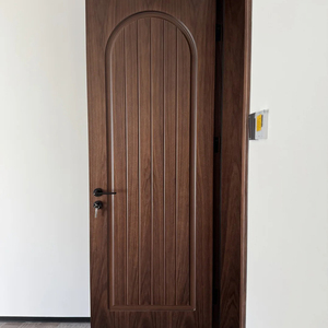 تصميم الشرائح العمودية الحديثة الصلبة MDF لوحة خضراء خشبية غرفة نوم الباب الداخلي للشقق السكنية سوينغ - Product Image 4