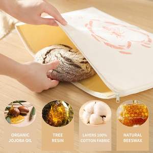 Brede L-vormige rits-toegang bijenwasbroodzakken voor zelfgebakken brood - 2 pakken XL herbruikbare biologische bijenwas linnen katoenen zuurdesembroodzak - Product Image 2
