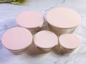 Microondas grande resistente al calor, color rosa, juego plano con tapa de pp, 5 uds. - Product Image 2