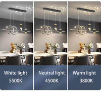 Vente en gros de lustres à LED pour cuisine, ciel étoilé, salon, salle à manger, suspension à longue bande design nordique moderne