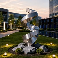 Escultura Abstracta Moderna de Acero Inoxidable, Arte en Espiral Grande para Exteriores, Escultura Metálica Personalizada para Decoración de Plazas Comerciales