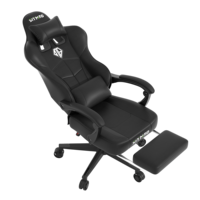 Fauteuil de Gaming Inclinable Moderne FlameGlow en Cuir PU avec Repose-Pieds Rétractable, Appuie-Tête Amovible, Coussin Lombaire et Piston à Gaz 3 Positions Chromé