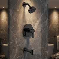 Robinet de douche mural moderne en chrome à pression équilibrée avec poignée sculptée pour baignoire, en céramique, idéal pour appartement - Vente chaude