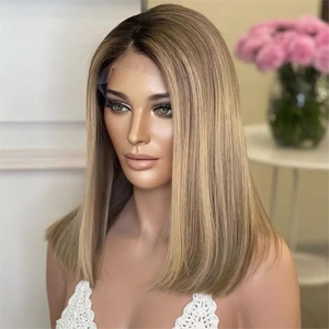 Parrucche anteriori in pizzo con capelli umani Prepuckled taglio <span class=keywords><strong>corto</strong></span> e capelli lisci 613 europei parrucca Top in seta Remy parrucche capelli umani - Product Image 2