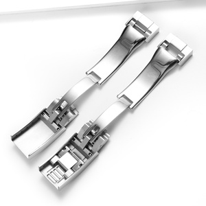 Hebilla de Reloj Ajustable de Lujo de 16 mm, Compatible con <span class=keywords><strong>Rolx</strong></span>, Plateada Cepillada, para Relojes de Acero Inoxidable con Cierre Desplegable - Product Image 1