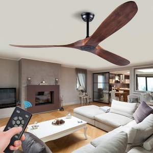 Ventilateur de plafond extérieur de 52 pouces avec télécommande sans lumière, 3 pales en bois copie, moteur à courant continu économe en énergie - Product Image 4