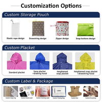 Poncho de pluie carré réutilisable, imperméable, simple, bleu marine, en EVA 100% plastique, épaisseur 390g, personnalisable avec logo et marque, avec sac de rangement.