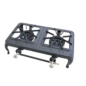 Versatile Cast Iron Double Burner Gas Cooktop For Household Hotel And Outdoor Iron Surface