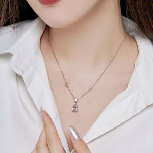 Collier pendentif Dylam en argent sterling 925 avec zircone 8A rose clair en forme de goutte de diamant pour mariage et soirée - Product Image 5
