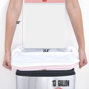 Sacs poubelle de cuisine en plastique PE personnalisés de 13 gallons, blancs, à nouer, en rouleau multi-pliés, avec cordon de serrage - Product Image 4