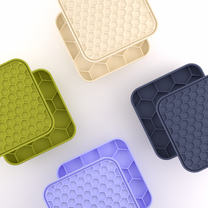 ZMaker New 2 in 1 Mangkuk Anjing Silikon Persegi Alas Jilat Mangkuk Makan Lambat dengan Tutup Mangkuk Makan Lambat Anjing Model Sarang Lebah - Product Image 6