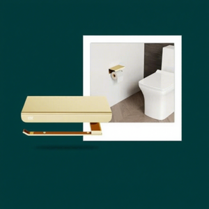 Porte-papier toilette mural en laiton, accessoire de salle de bain rectangulaire moderne et luxueux - Product Image 5