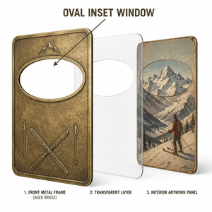 Collection Premium de Cartes à Collectionner en Métal Série Ski Alpin – Art Émail Ovale Vintage <span class=keywords><strong>Alpes</strong></span> Sports d'Hiver pour Collectionneurs - Product Image 3