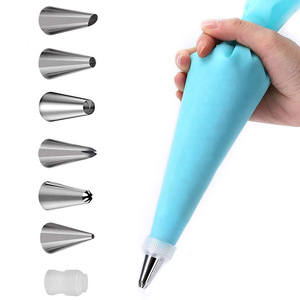 16 Piece <b>Baking</b> Tool <b>Set</b> With Springform Pan Piping Tips And Bag For Cake Making Stainless Steel Non Stick Round Shape - Product Image 4