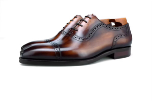 Chaussures habillées en cuir pour hommes, de qualité supérieure, fabriquées à la main, à trois coutures, Goodyear, décontractées, formelles, à lacets, gravées - Product Image 5