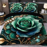 Parure de lit lavable motif feuilles et fleurs, housse de couette, taies d'oreiller, drap-housse, tailles Queen et King, moins cher