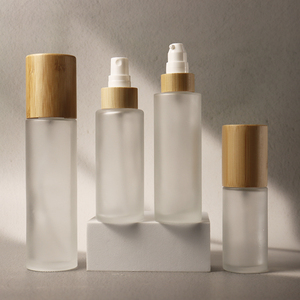 30ml 50ml 60ml 100ml 120ml 2oz 4ozフロストコスメティックローションポンプファインミストガラススプレーボトル、バンブーウッドリッド付き - Product Image 3