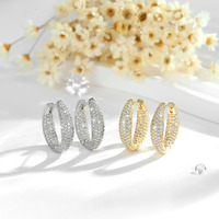 Pendientes de Aro Huggie de Moda con Circonitas Transparentes Chapadas en Oro de 14K, Joyería de Latón al por Mayor