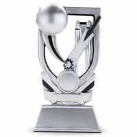 Trophée de cricket en résine en gros avec base en résine argentée et noire 17,0 cm pour cérémonie de remise des prix du championnat de cricket