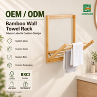 Porte-serviettes mural en bambou pliable, séchoir suspendu, organisateur de rangement gain de place pour salle de bain
