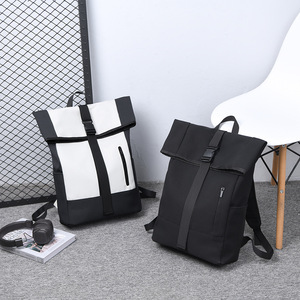 Cross-border Custom European casual roll-top backpack, large-capacity shoulder bag with roll-top closure, perfect for college - Product Image 2