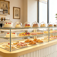 Vitrine de café haut de gamme en verre trempé LED, sur mesure pour l'aménagement intérieur