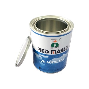 printed paint can manufacturer 1L round paint tin can with plastic/metal lid
