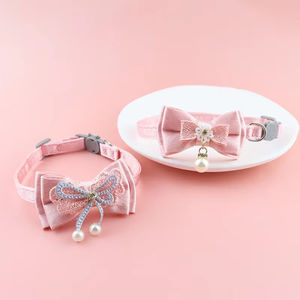 <span class=keywords><strong>Collar</strong></span> de lazo de encaje rosa para mascotas de alta calidad, <span class=keywords><strong>Collar</strong></span> desmontable para gatos, accesorio para productos para mascotas - Product Image 1