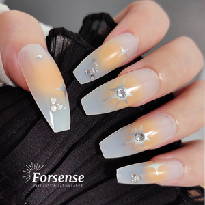 Faux ongles à presser 3d faits à la main de haute qualité pour les femmes noires marque privée de luxe longue ballerine faux ongles designs avec des diamants - Product Image 3