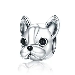 2023 Fine Jewelry Charms 925 Sterling Silver Loyal Partners French BULLDOG Doggy Animal Beads Charm for Women bracelet Making