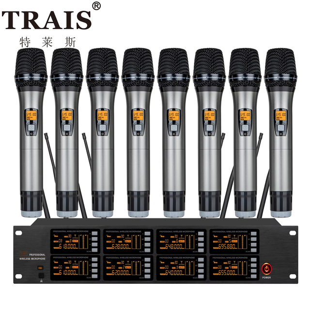 Cost Effective 8 Channels Handheld Microphone Wireless Professional Conference System Mic