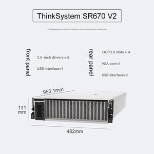Serveur GPU en rack d'entreprise ThinkSystem SR670 V2 3U en gros avec double processeur Intel Xeon, jusqu'à 8 GPU pour l'entraînement IA, le calcul haute performance et les centres de données - Product Image 1