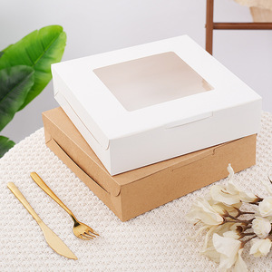 Premium <strong>White</strong> Cardboard Bakery 10x10x5 Inch Foldable Dessert Pastry Packaging <strong>Cake</strong> <strong>Box</strong> With Window - Product Image 2