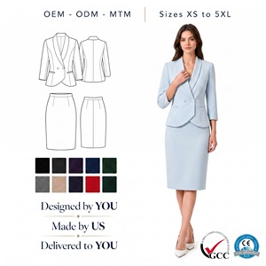 Ensemble de costume deux pièces pour femmes, bleu ciel, respirant, en polyester, sur mesure, OEM, ODM, vêtements pour femmes - Product Image 1