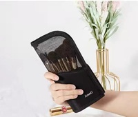 Trousse de maquillage de voyage avec logo personnalisé pour pinceaux avec fermeture à glissière, étui en maille à la mode, organisateur pour femmes soins de beauté