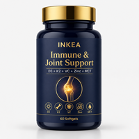 Gélules de Vitamine D3 K2, Vitamine C, Zinc, Huile MCT – Complément pour la Santé Immunitaire, Cérébrale et Articulaire des Adultes – 60 Capsules/Flacon – Marque Privée OEM
