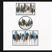 Art mural en métal, panneau botanique 3D en forme de feuille, sculpture bleu or pour salon, hall d'hôtel, intérieurs contemporains de luxe