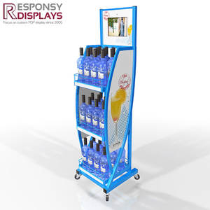 Estante de vino de piso de metal y soporte de exhibición de licor con demostración de video - Product Image 2