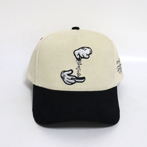Il nuovo prodotto consiglia il classico tessuto in velluto a coste bicolore di alta qualità cappello Vintage stile Street cappellini da Baseball ricamati personalizzati - Product Image 6