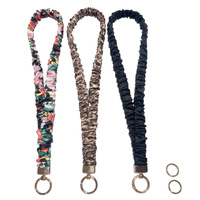 Aksesoris gantungan kartu nama, tali lanyard scrunchie yang dapat ditarik, dengan tempat handphone elastis dan gantungan handphone.