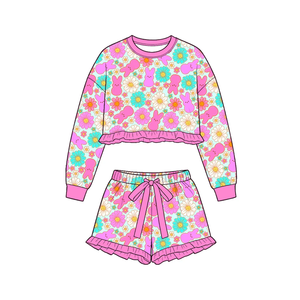 Conjuntos de Ropa para Niños al por Mayor, Conjunto de Shorts con Volantes de Conejito de Pascua para Niñas, Ropa a Juego para Niños - Product Image 3