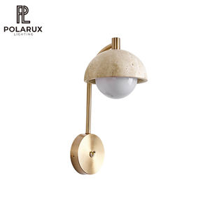 Applique Murale Nordique Moderne pour Chambre à Coucher, Hôtel, Salon – Travertin, Bois de Caoutchouc, Verre, Fer – Haute Qualité, Stable – Applique Murale <span class=keywords><strong>Wella</strong></span> - Product Image 1