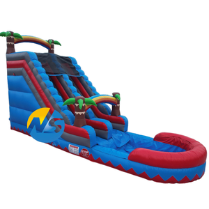 Toboggan aquatique gonflable <span class=keywords><strong>bleu</strong></span> et rouge pour parc aquatique extérieur, château gonflable avec piscine pour fête d'enfants - Product Image 2