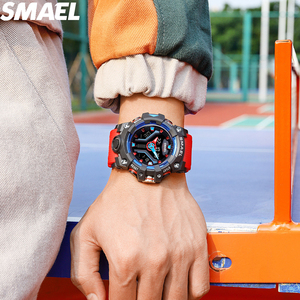 SMAEL 8075 Dual Display Quartz Watch Multi Color Option 30-50M Waterproof PU Strap Outdoor Sports Wristwatch - Product Image 2